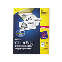 Avery Clean Edge Laser Business Cards, 2 x 3 1/2, White, 10/Sheet, 400/Box AVE5877