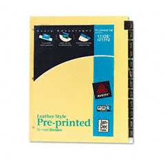 Avery Clear Reinforced Preprinted Leather Tab Divider, 12-Tab, Jan-Dec, Red, 12/Set AVE11328