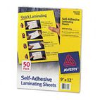 Avery Clear Self-Adhesive Laminating Sheets, 3 mil, 9 x 12, 50/Box AVE73601