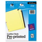 Avery Copper Reinforced Leather Tab Dividers, 25-Tab, A-Z, Letter, Black, 25/Set AVE25180