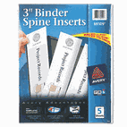 Avery Custom Binder Spine Inserts, 3" Spine Width, 3 Inserts/Sheet, 5 Sheets/Pack AVE89109