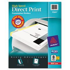 Avery Direct Print Unpunched Presentation Dividers, 8-Tab, Letter, White, 24 Sets/Pack AVE11541