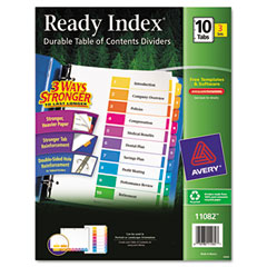 Avery EcoFriendly Ready Index Table of Contents Divider, Multicolor 1-10, Letter, 3/PK AVE11082
