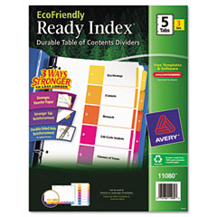 Avery EcoFriendly Ready Index Table of Contents Divider, Multicolor 1-5, Letter, 3/PK AVE11080