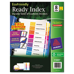 Avery EcoFriendly Ready Index Table of Contents Divider, Multicolor 1-8, Letter, 3/PK AVE11081