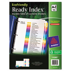 Avery EcoFriendly Ready Index Table of Contents Divider, Multicolor A-Z, 11 x 8-1/2 AVE11085