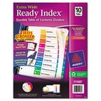 Avery Extra-Wide Ready Index Dividers, 10-Tab, 9 1/2 x 11, Assorted, 10/Set AVE11165