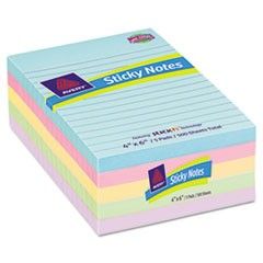 Avery Flat Sticky Notes, 4 x 6, Pastel Lined, 100 Sheets per Pad, 5 Pads per Pack AVE22556