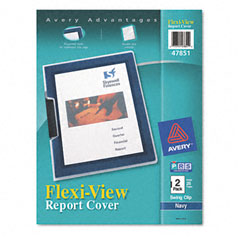Avery Flexi-View Cover, Swing Clip, Letter, Holds 25 Pages, Clear/Navy, 2/Pack AVE47851