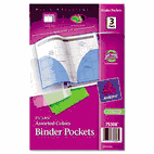 Avery Fold-Out Binder Pockets, 5-1/2 x 8-1/2, Assorted, 3/Pack AVE75308