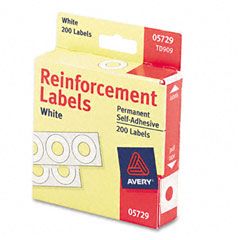 Avery Hole Reinforcements, 1/4" Diameter, White, 200/Pack AVE05729