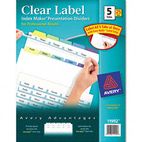 Avery Index Maker Clear Label Contemporary Color Dividers, 5-Tab, 25 Sets/Box AVE11992