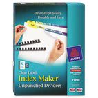 Avery Index Maker Clear Label Contemporary Color Dividers, 5-Tab, 25 Sets/Pack AVE11998