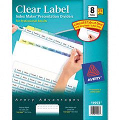 Avery Index Maker Clear Label Contemporary Color Dividers, 8-Tab, 25 Sets/Box AVE11993