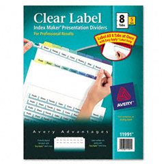Avery Index Maker Clear Label Contemporary Color Dividers, 8-Tab, 5 Sets/Pack AVE11991