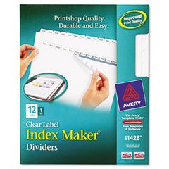 Avery Index Maker Clear Label Dividers, 12-Tab, Letter, White AVE11428