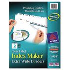 Avery Index Maker Clear Label Dividers, 5-Tab, 11 1/4 x 9 1/4, White AVE11438