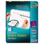 Avery Index Maker Clear Label Dividers, 5-Tab, Letter, White, 25 Sets AVE11446