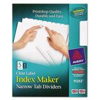 Avery Index Maker Clear Label Dividers, 5-Tab, Letter, White, 5/Set AVE11253