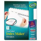 Avery Index Maker Clear Label Dividers, 5-Tab, Letter, White, 5 Sets/Pack AVE11436