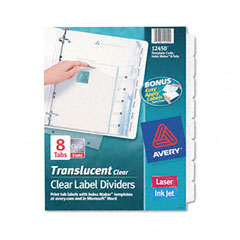 Avery Index Maker Clear Label Punched Dividers, 8-Tab, Letter, 5 Sets/Pack AVE12450
