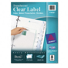 Avery Index Maker Clear Label Punched Dividers, 8-Tab, Letter AVE11450