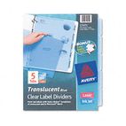Avery Index Maker Clear Label Punched Dividers, Blue 5-Tab, Letter, 5 Sets/Pack AVE12451