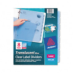 Avery Index Maker Clear Label Punched Dividers, Blue 8-Tab, Letter, 5 Sets/Pack AVE12453