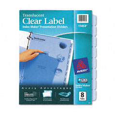 Avery Index Maker Clear Label Punched Dividers, Blue 8-Tab, Letter AVE11453