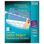 Avery Index Maker Clear Label Punched Dividers, Multicolor 5-Tab, Letter AVE11452