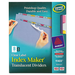 Avery Index Maker Clear Label Punched Dividers, Multicolor 8-Tab, Letter AVE11433
