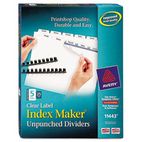 Avery Index Maker Clear Label Unpunched Divider, 5-Tab, Letter, White, 25 Sets AVE11443