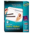 Avery Index Maker Clear Label Unpunched Divider, 8-Tab, Letter, White, 25 Sets AVE11444