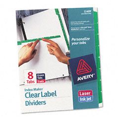 Avery Index Maker Divider w/Color Tabs, Green 8-Tab, Letter, 5 Sets/Pack AVE11409
