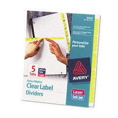Avery Index Maker Divider w/Color Tabs, Yellow 5-Tab, Letter, 5 Sets/Pack AVE11414