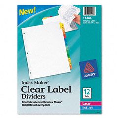 Avery Index Maker Dividers, Multicolor 12-Tab, Letter AVE11404