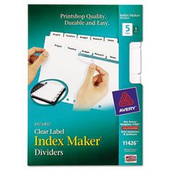 Avery Index Maker Dividers, White 5-Tab, Letter AVE11426