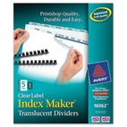 Avery Index Maker Unpunched Clear Label Dividers, 5-Tab, Letter, 5 Sets/Pack AVE16062