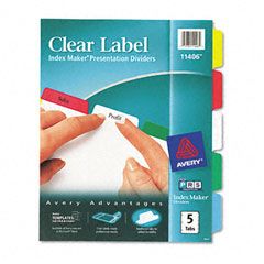 Avery Index Maker White Dividers, Multicolor 5-Tab, Letter AVE11406