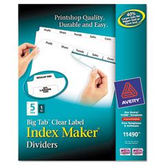 Avery Index Maker with Big Tab, 11x8-1/2, 5-Tab, White AVE11490
