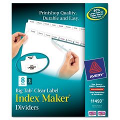 Avery Index Maker with Big Tab, 11x8-1/2, 8-Tab, White, 5 Sets/Pack AVE11493