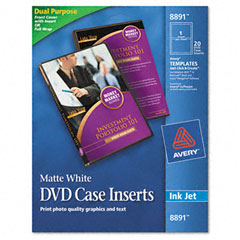 Avery® Inkjet DVD Case Inserts, Matte White, 20/Pack AVE