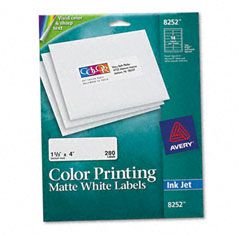 Avery Inkjet Labels for Color Printing, 1-1/3 x 4, Matte White, 280/Pack AVE8252
