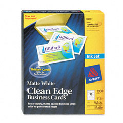 Avery Inkjet Matte Business Cards, 2 x 3 1/2, White, 10/Sheet, 1000/Box AVE8870