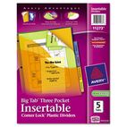 Avery Insertable Three-Pocket Divider with Corner Lock, 11x8-1/2, 5-Tab, Assorted AVE11273