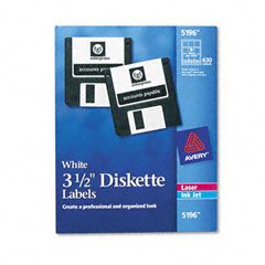 Avery Laser/Inkjet 3.5in Diskette Labels, White, 630/Box AVE5196