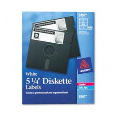 Avery Laser/Inkjet 5.25in Diskette Labels, White, 840/Box AVE5197