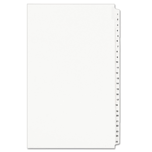 Avery Legal Dividers, Standard Collated Sets, Legal Size, Side Tabs, 1-25 Tab Set (01430)