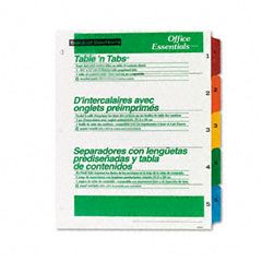 Avery Office Essentials Table 'N Tabs Dividers, Five Multicolor Tabs, 1-5, Letter, Set AVE11667