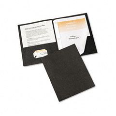 Avery Paper Two-Pocket Report Cover, Tang Clip, Letter, 1/2" Capacity, Black, 25/Box AVE47978
